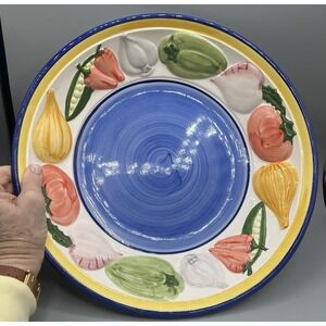 A. Santos Portugal Centerpiece Bowl Vegetable Designs Large 14" Diameter 3"‎